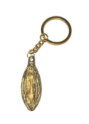 labia-shaped metal keychain Golden