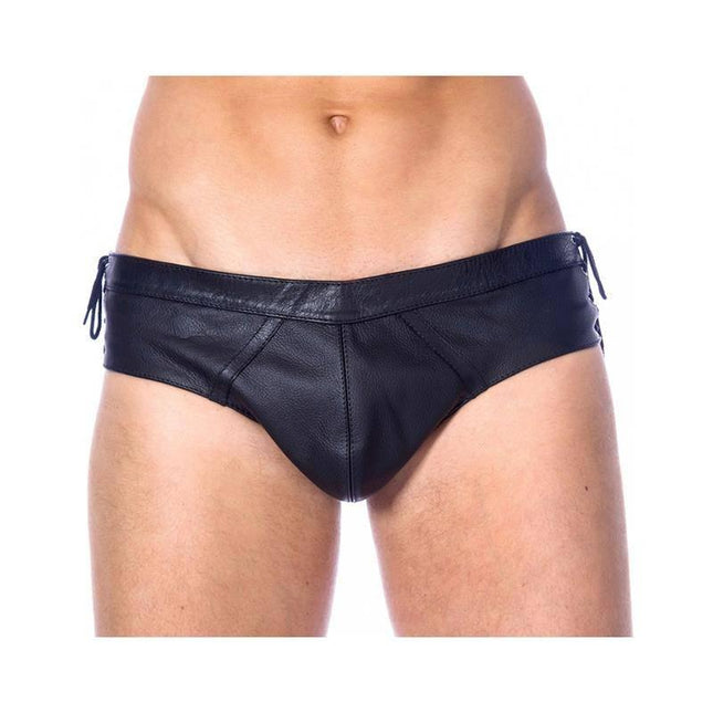 Leather Briefs Adjustable Black S M