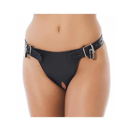 Leather Chastity Briefs Adjustable M L