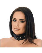Leather Collar with Big Metal Ring M L