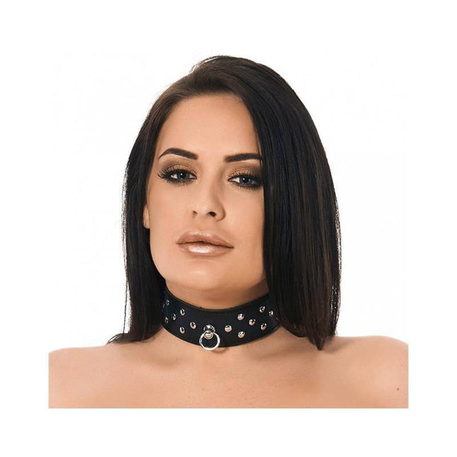 Leather Collar with Ring and Rivets M