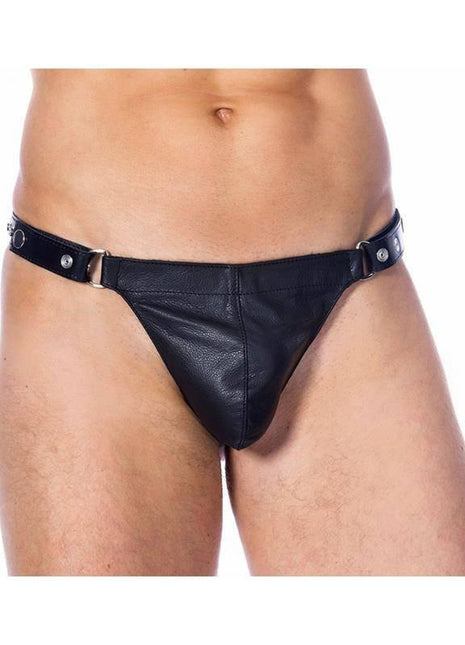 Leather G-string Adjustable Black