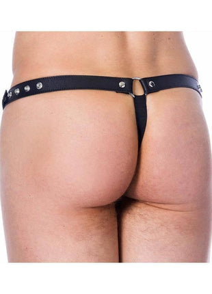 Leather G-string Adjustable Black