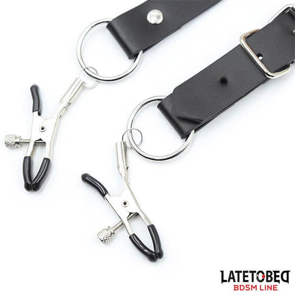 Leg Bondage Strap with Clitoris Clamps