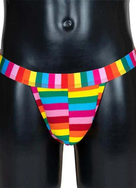 LGBT mens thong in vibrant colors with contoured pouch for comfort