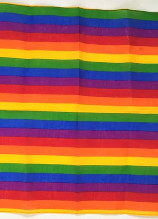 LGBT+ Pride Scarf with vivid horizontal rainbow stripes in red, orange, yellow, green, blue and purple