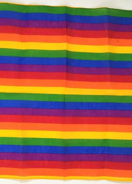 LGBT+ Pride Scarf with vivid horizontal rainbow stripes in red, orange, yellow, green, blue and purple