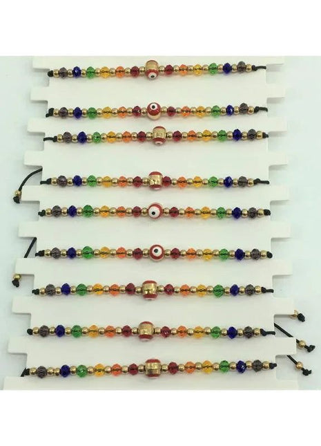 Colorful LGBT+ Pride small bracelet featuring a protective Turkish Eye charm