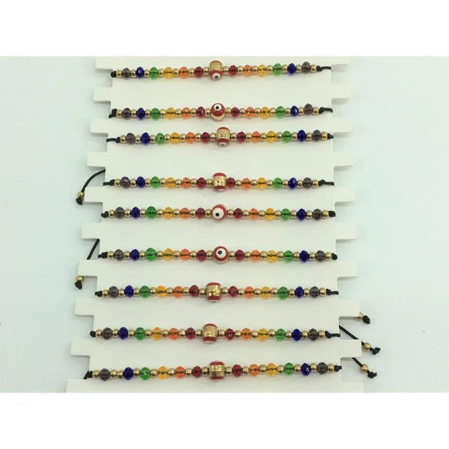 Colorful LGBT+ Pride small bracelet featuring a protective Turkish Eye charm