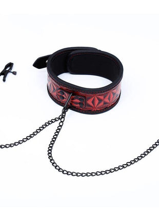 llar with Nipple Clamps Diamond Vegan Leather