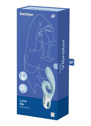Love Me Blue Rabbit Vibrator dual-motor silicone with loop handle for G-spot and clitoral stimulation, USB rechargeable and waterproof