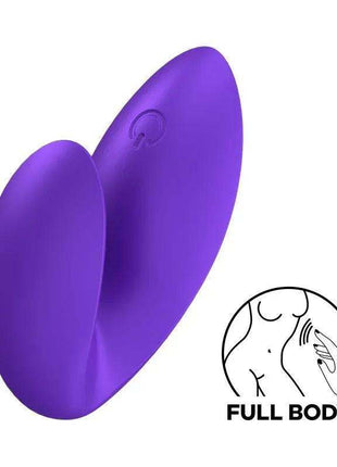 Love Riot Purple silicone full-body vibrator with a smooth, curved, two-wing design and a compact charging port