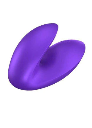 Love Riot Purple silicone menstrual cup with a smooth, glossy finish and two curved petal-like flaps
