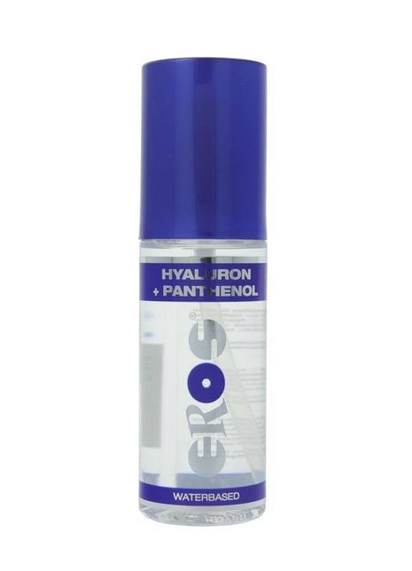 Lub Aqua Hyaluron water-based lubricant in a clear cylindrical bottle with a deep blue cap and blue-and-white label
