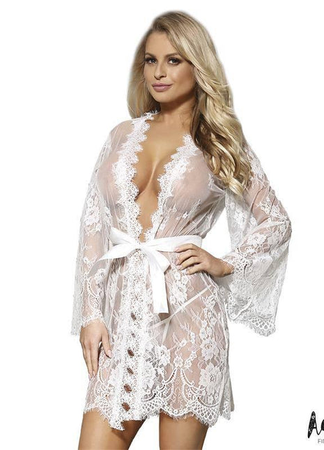 Lucy Semi Transparent Peignoir and Thong White