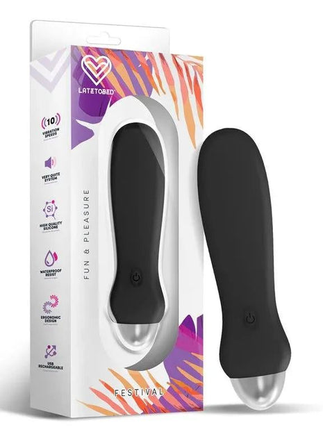 Luxo Stimulator 10 Speeds Black sleek black sensual device with ergonomic design and multiple speed settings