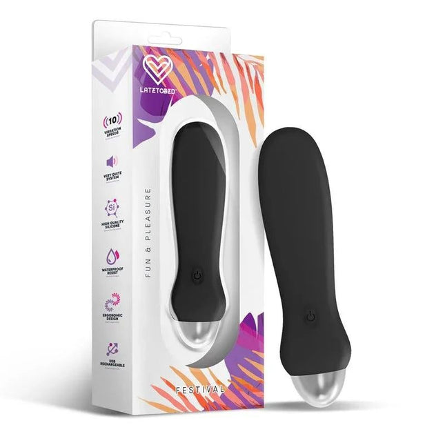 Luxo Stimulator 10 Speeds Black sleek black sensual device with ergonomic design and multiple speed settings
