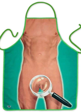 Magnifying glass apron with built-in lens for precision crafting