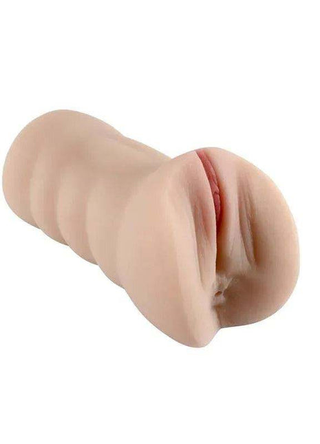 Male Masturbator Vainga in soft peach skin-like material, with a lifelike sculpted exterior and textured opening