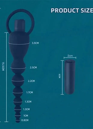 Marbe Anal Chain with vibration, premium silicone anal beads, waterproof flexible sexual wellness toy