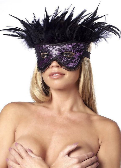 Máscara de Lujo con Plumas Purple