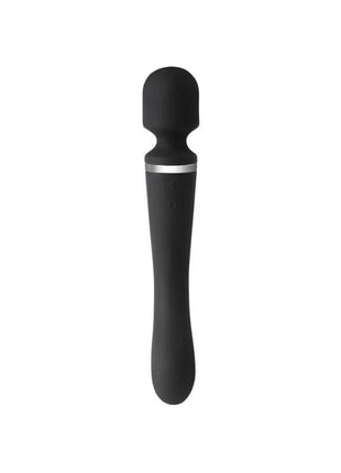 Black silicone massage wand with dual motors for deep muscle relief