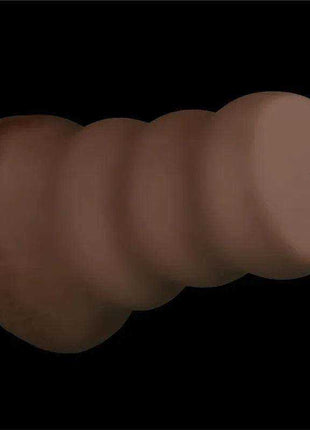 Masturbator Aliens Pie 3, brown soft silicone sleeve with a rounded, segmented alien-inspired body and small opening