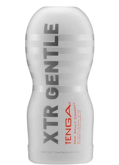 Masturbator Original Vacuum Cup in translucent white with a ribbed sleeve, rounded top and gray and red lettering
