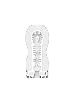 Masturbator Original vacuum cup in translucent white with a soft, textured internal sleeve and suction-control base