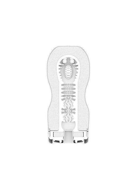 Masturbator Original vacuum cup in translucent white with a soft, textured internal sleeve and suction-control base