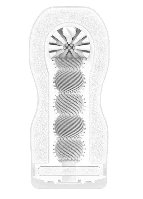 Masturbator Original Vacuum Cup in white with a textured sleeve, ribbed internal channels and circular suction opening