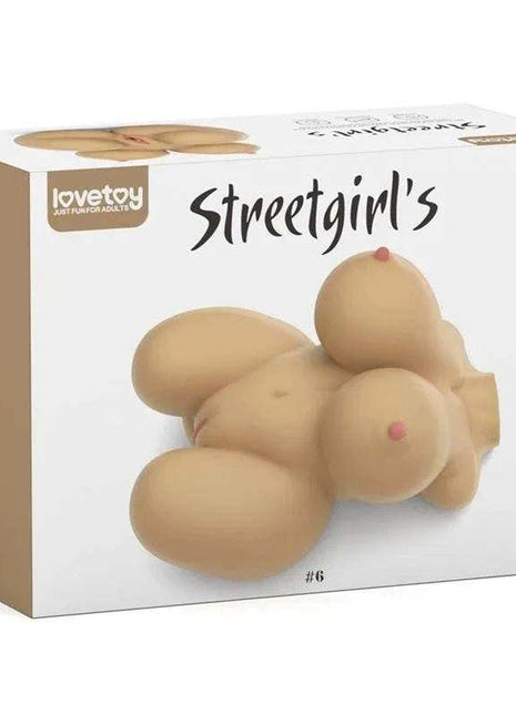 Masturbator Streetgirls 6 product box showing a tan, lifelike molded form with rounded contours and printed branding