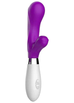 Maverdick Vibe Silicone Purple vibrator with a sculpted purple silicone dual-arm head and white ergonomic handle