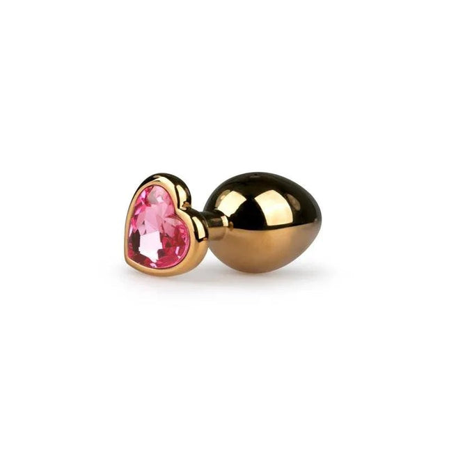 Metal Anal Plug No.7 in gold and pink stainless steel with tapered tip and flared base for safe and stylish anal play