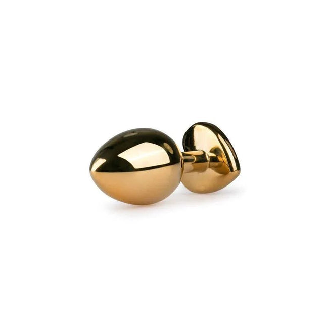 Metal Anal Plug No.7 in gold and pink stainless steel with tapered tip and flared base for safe, stylish anal play