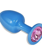 Metal Butt Plug Blur Rosebud with Pink Jewel