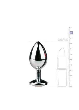 Metal Butt Plug No.2 silver with clear accents designed for pleasure and safe use