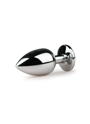 Silver metal butt plug no 6 with clear crystal base