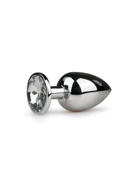 Silver metal butt plug number 6 with clear base