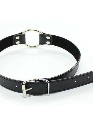 Metal O-Ring Gag Ring: 5 cm with a silver metal ring, black adjustable strap, and buckle closure