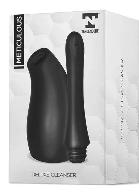 Meticulous Deluxe Cleaner silicone anal toy cleaner black compact waterproof ergonomic design removable nozzle portable hygiene tool