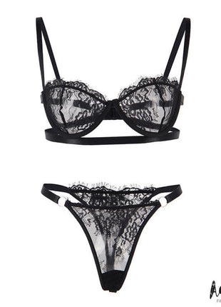 Mia Thong and Bra Set Black