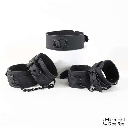 Restraint Set with Collar with Leash and Cuffs