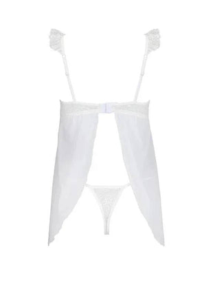 Milagros Chemise and Thong White elegant lightweight lingerie set with breathable fabric