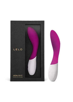 MONA WAVE Deep Rose personal massager with a curved magenta silicone head, white handle and black presentation box