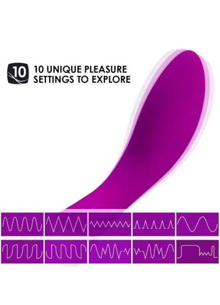 MONA WAVE Deep Rose personal massager with a smooth magenta body and ten illustrated pleasure settings