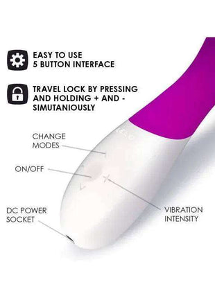 MONA WAVE Deep Rose personal massager with a white body, magenta upper section, five-button interface and vibration controls