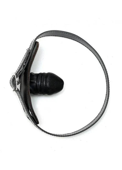 Mouthgag-Adjustable with a black ribbed ball and adjustable black strap secured by a metal buckle