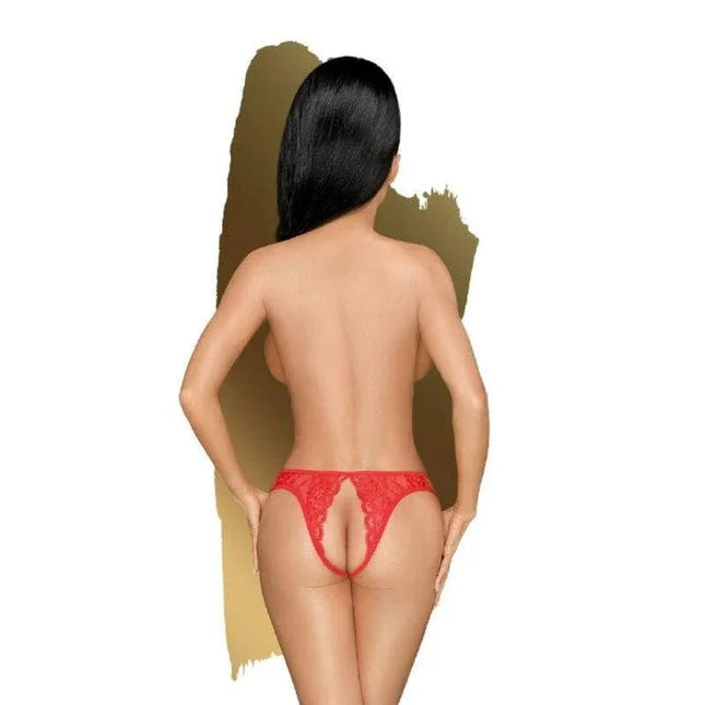 Red Naughty Valentine open panties with open-front design and soft stretchy fabric