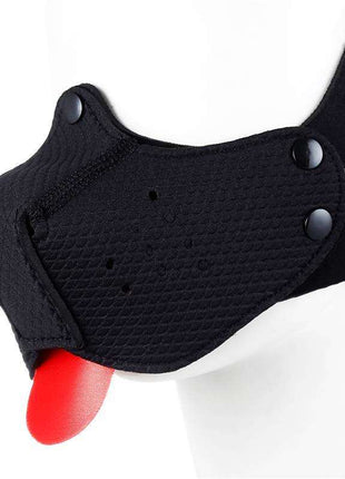 Black Puppy Face Adjustable Mask with breathable fabric and adjustable ear straps for comfortable everyday use